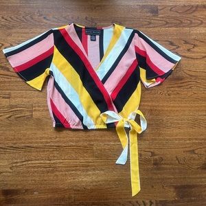 Poly&Esther Striped Cinched Tshirt